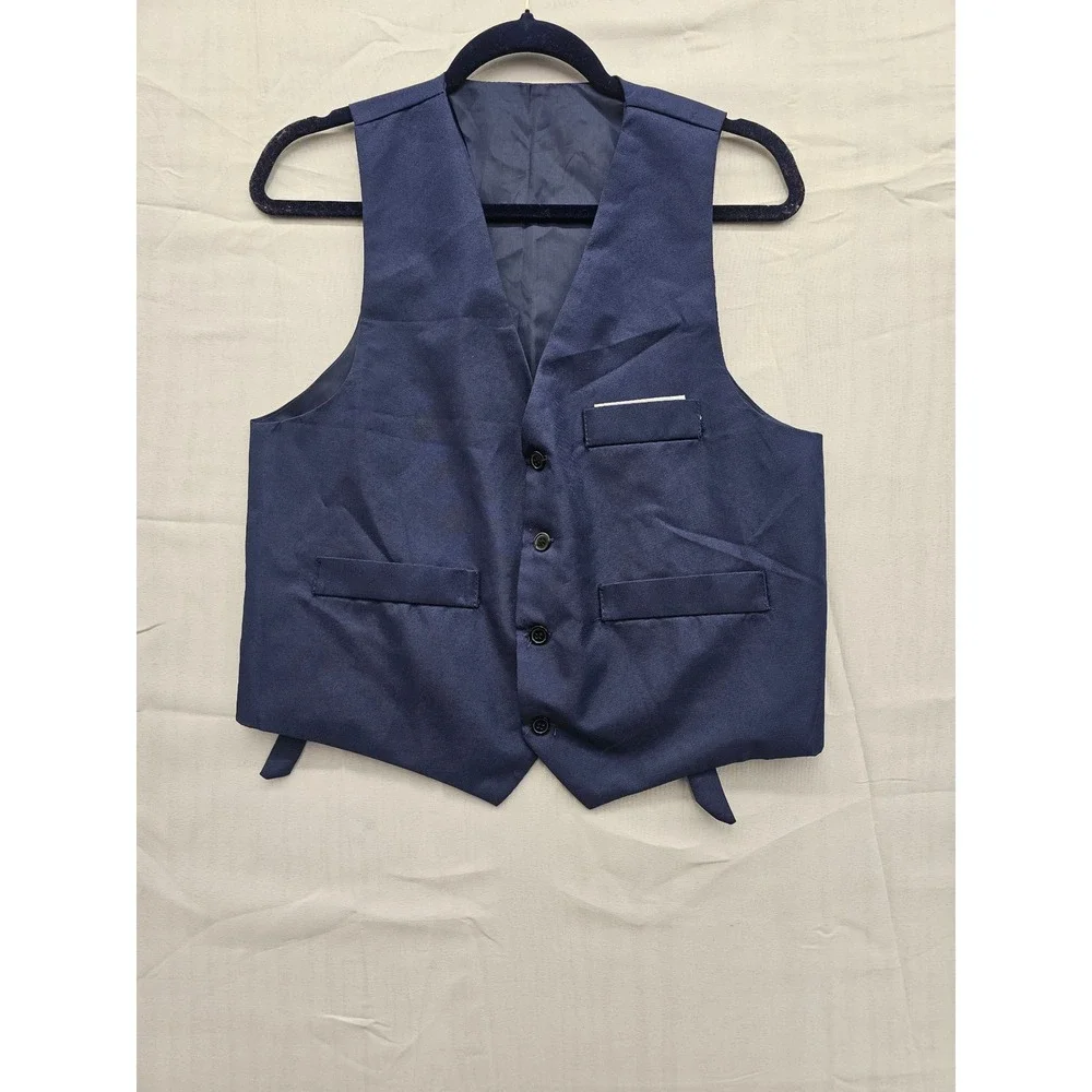 Mens‎ Navy Blue Formal Suit Vest Four Button Adjustable Back Waistcoat Pocket
